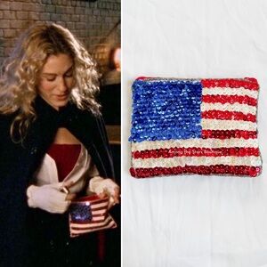 Rare Y2K Vintage American Flag Sequin Purse Alt. ASO Carrie in Sex and the City
